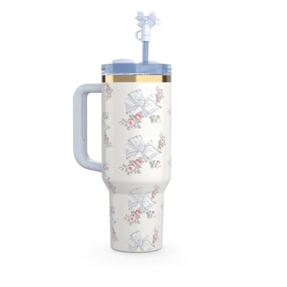 STANLEY x Love Shack Fancy Holiday 40 Oz “ROSA BEAUX BLUE” Tumbler Collectible - Picture 5 of 6